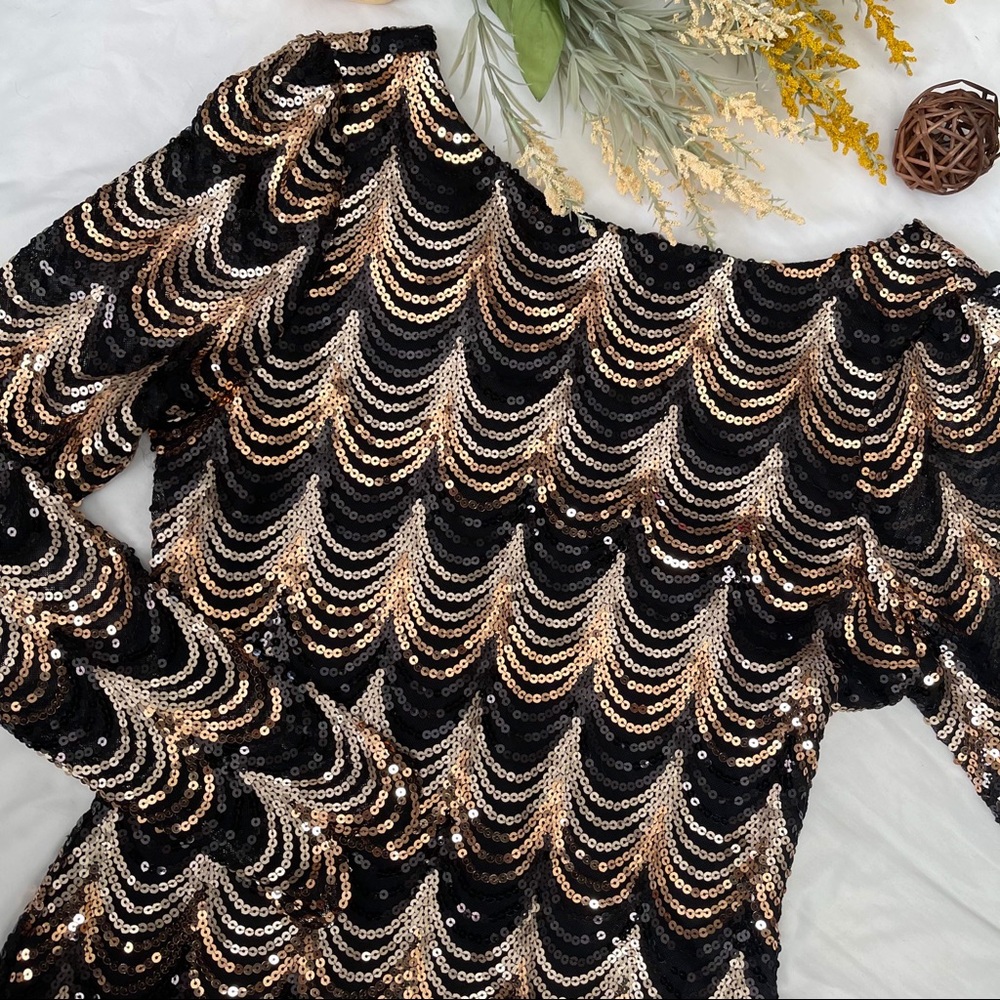 Black and Gold Sequin Party Dress Size Large